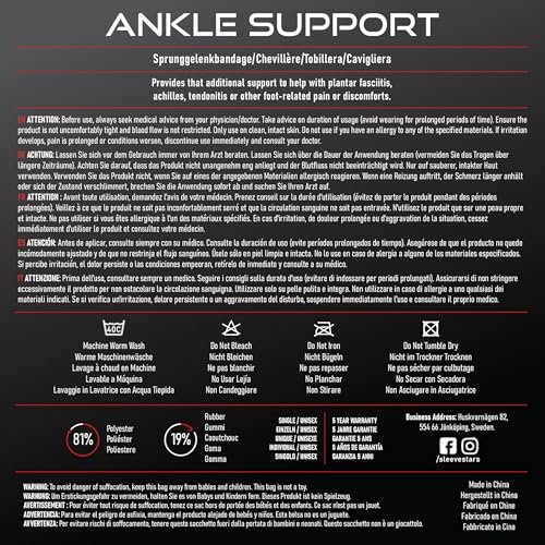 Sleeve Stars Ankle Brace for Sprained Ankle, Plantar Fasciitis Relief Ankle Support for Women & Men, Ankle Compression Sleeve w/Strap, Achilles Tendonitis Brace, Foot Brace Wrap (Single/Hot Pink)