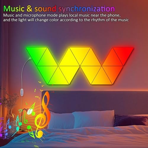 Kangtaixin Triangle LED Light Panels - 8 Pack Triangle Wall Light DIY Geometry Splicing Module Rhythm Lamp with App Control & Music Sync for Gaming Setup, Bedroom, and Streaming Room