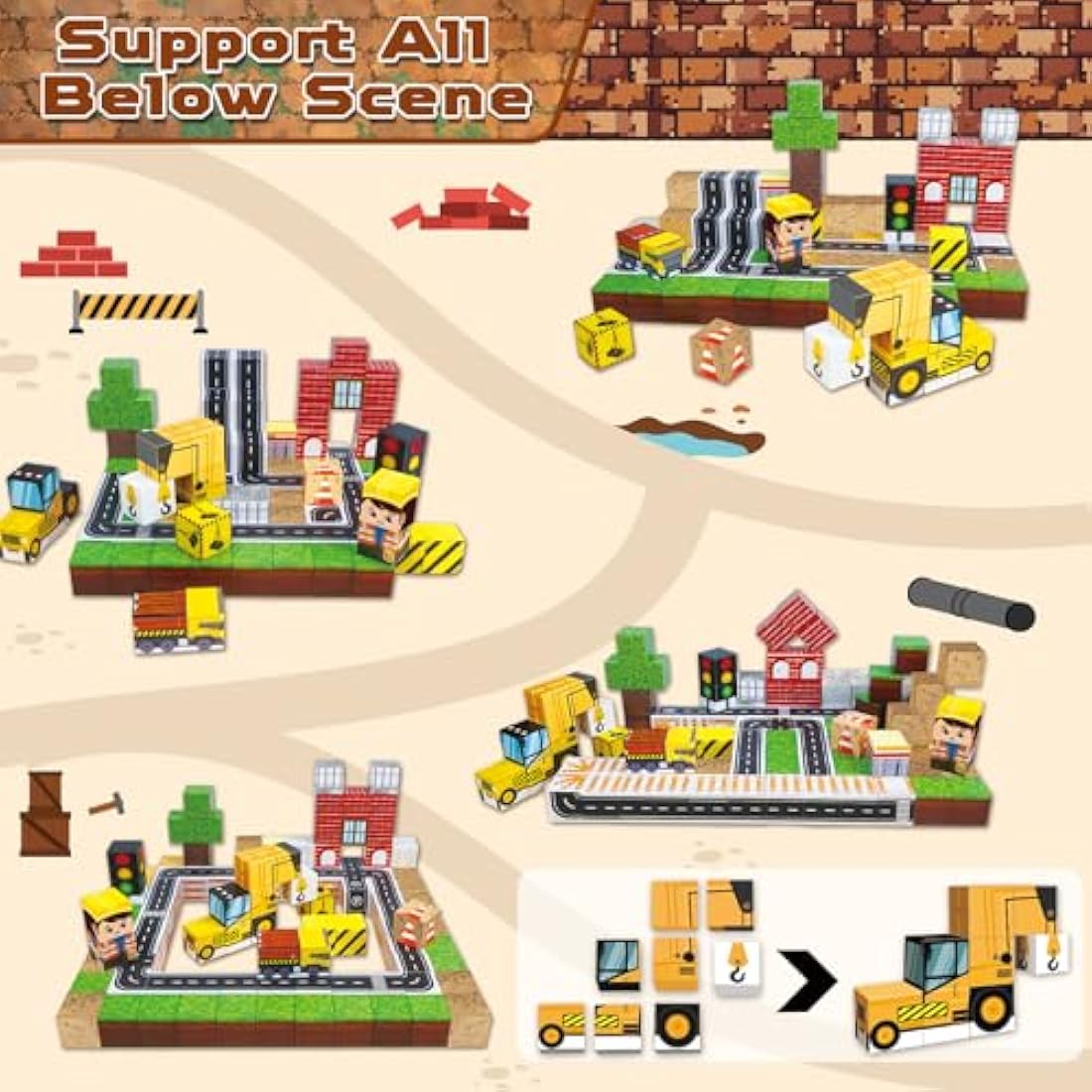 Annexfun Magnetic Blocks-100PCS Magnetic Building Blocks Road with Car STEM Toddler Kids Toys, Stacking Cube Games Tiles Construction Toys for Kids Ages 3+, Christmas Birthday Gifts for Boys & Girls