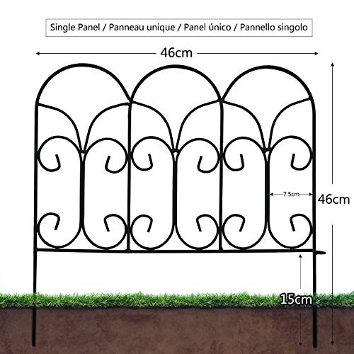 Amagabeli Garden Home Decorative Metal Garden Fence Panels 5PCS 46CM(H) x2.29M(L) Metal Garden Fencing Panels Border Outdoor Rustproof Landscape