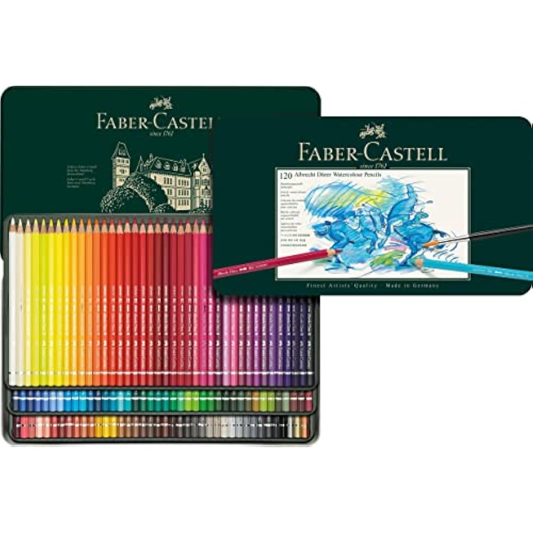 Faber-Castell Art & Graphic Albrecht Dürer Watercolour Pencil, Multicoloured, Tin Of 120, For Art, Craft, Drawing, Sketching, Home, School, University, Colouring