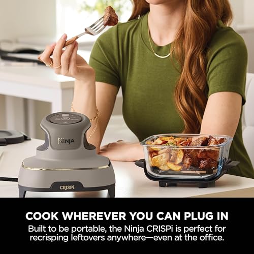 Ninja CRISPi Portable Air Fryer, 3.8L, 4-in-1: Air Fry, Roast, Keep Warm, Recrisp, Space Saving Compact Design, 2x Removable Glass Containers & Lids, 1700W, Cyber Space Blue FN101UKGY