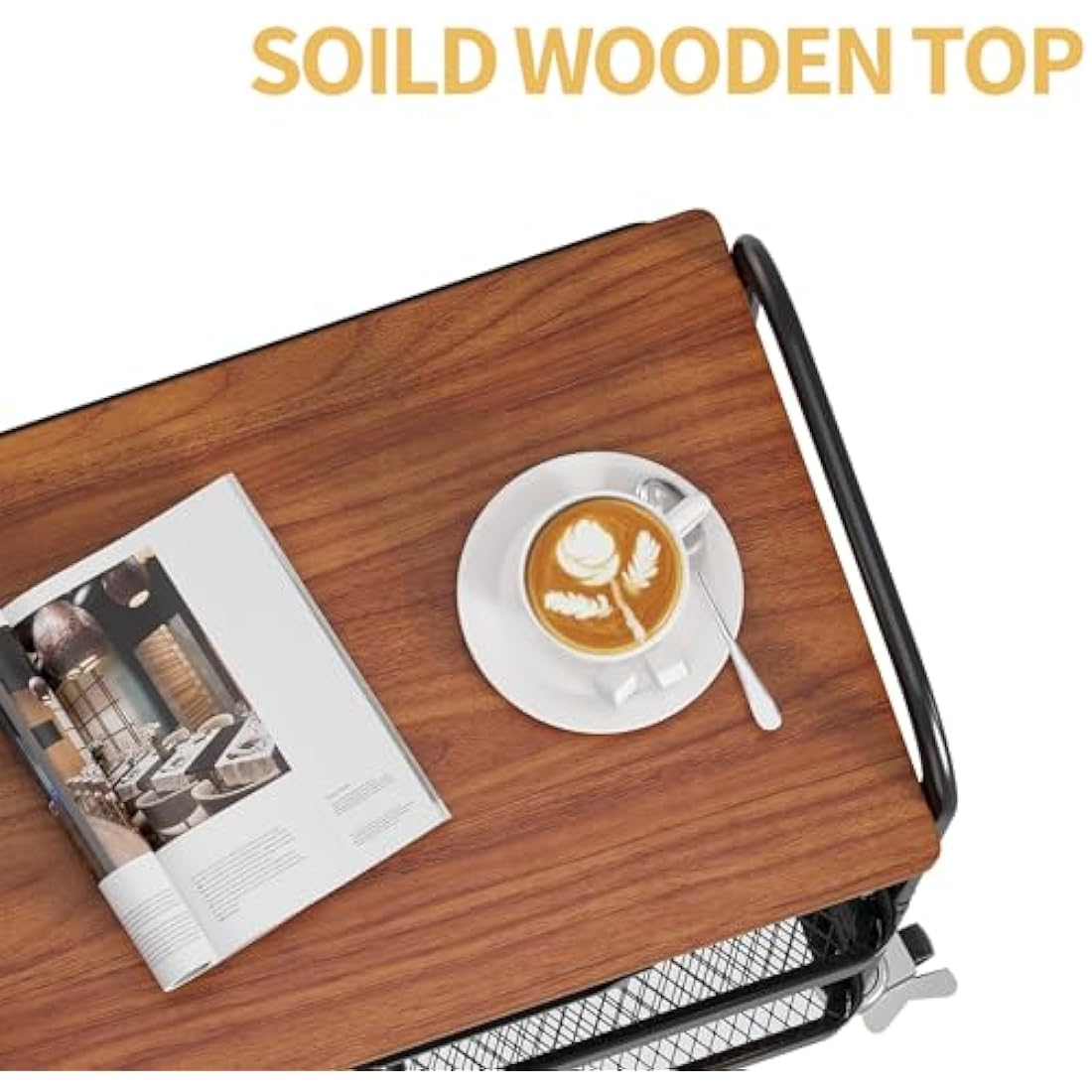 KINGRACK 3-Tier Storage Cart with Tabletop, Multifunctional Metal Cart for Kitchen, Home, Office, Bathroom, Black