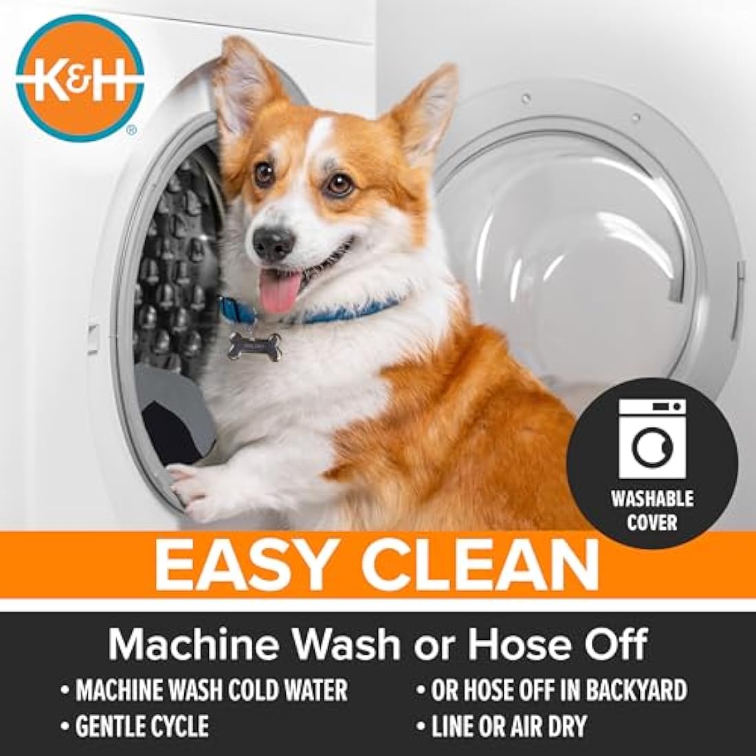 K&H Pet Products Cooling Elevated Dog Bed Outdoor Raised Cot with Washable Breathable Mesh, No-Slip Rubber Feet, Portable Cot Indoor Outdoor, X-Large Grey/Black Mesh