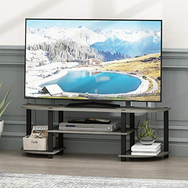 Furinno Turn-S-Tube Wide TV Entertainment Center, TV Unit, TV Stand, French Oak/Black, 120 (W) x 40 (H) x 34 (D) cm