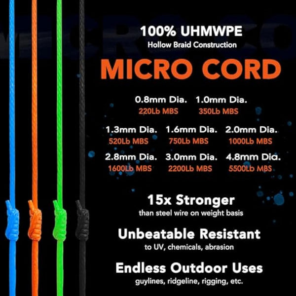 emma kites 100% UHMWPE Braided Cord 100Ft High Strength Low Stretch Utility Cord Guy Ropes 0.5mm ~ 4.8mm for Tent Guyline Tarp Hammock Ridgeline Fishing Line 100Lb ~ 5500Lb with 4 Colours