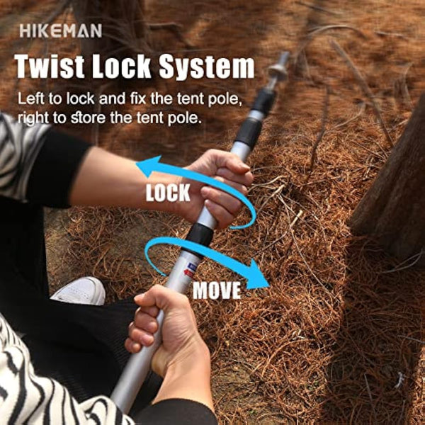 HIKEMAN Tent Poles Camping Poles for Tarp Awning Canopy Porch Sun Sails Tarpaulin Headroom Aluminium Adjustable Telescoping 90-230cm