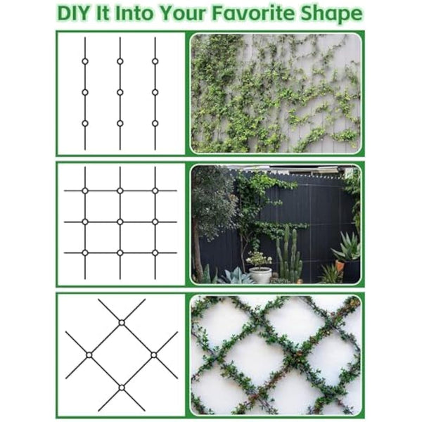 Kalolary Garden Wire Trellis for Climbing Plants, 30M Stainless Steel Heavy Duty Wire Trellis Kit Wall Plant Climbing Steel Wire Rope Cross Clamp Cable Trellis System Kit for Flower Vines Vegetable