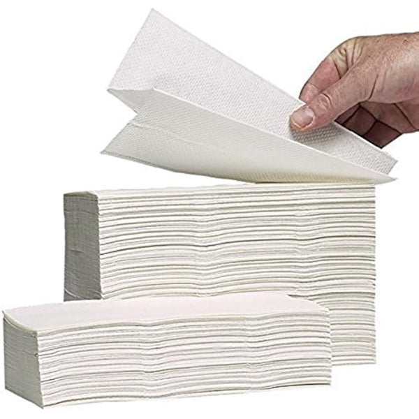 2400 Luxury Centre Folded Paper Hand Towel Sheets 220 x 300mm 2 Ply White C-Fold