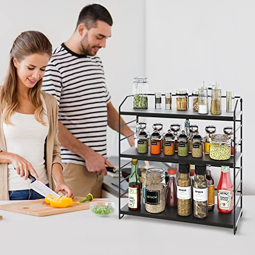 AIRUJIA Spice Rack 3-Tier, Height Ajustable, Seasoning Rack for Kitchen Countertop, Spice Rack Free Standing, Bathroom Organizer Storage Rack,