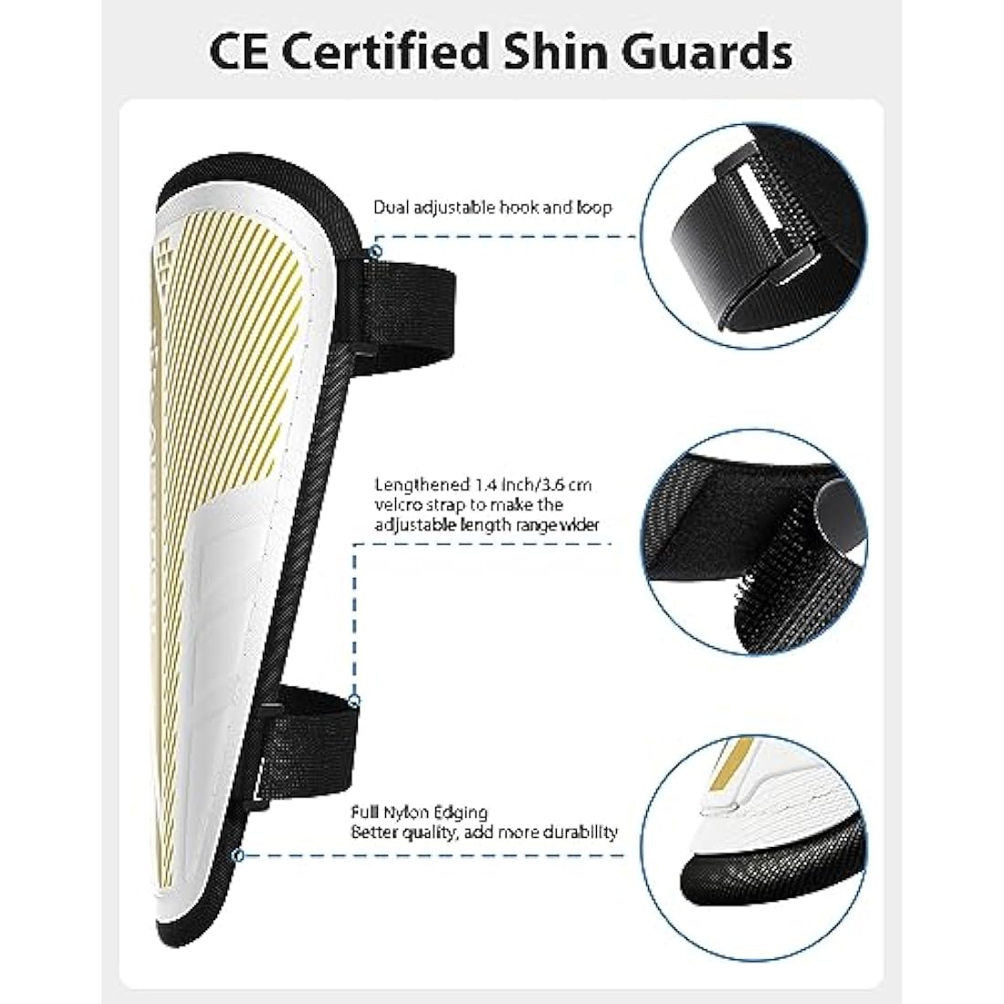 AirsFish Shin Pads Boys CE Certified Kids Football Shin Guards Breathable Non Slip Extended Adjustable Straps Lightweight Soccer Shin Pads for Boys Girls Teens Leg Calf Protective