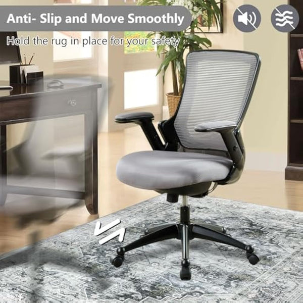 Homcomodar Office Chair Mat for Hardwood Floor 120x150cm Grey, Computer Desk Chair Mat for Hard Floor, Chair Floor Protection Mat Non Slip Rubber Mats for Home Office Chair