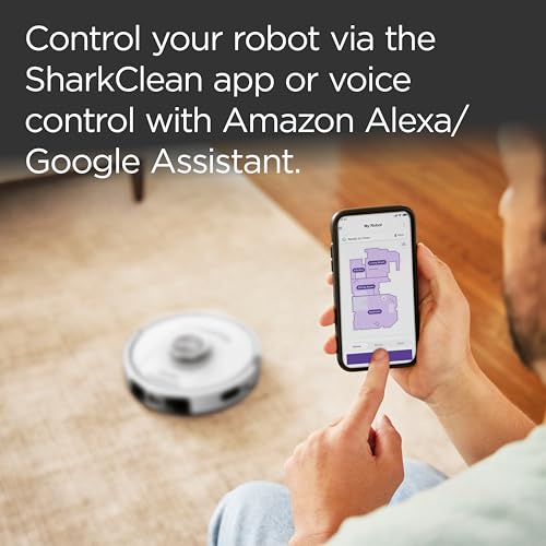 Shark PowerDetect Robot Vacuum with 60-Day Self-emptying Base - Anti-odour - For Carpets, Hard Floors and Pet Hair - 3D LiDAR Navigation - Wi-Fi / App - Odour Cartridge and 2 Brushes Incl. - Black