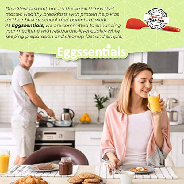 Eggssentials Egg Poacher Pan - Nonstick Coating, Stainless Steel, PFOA Free Poached Egg Maker with Spatula