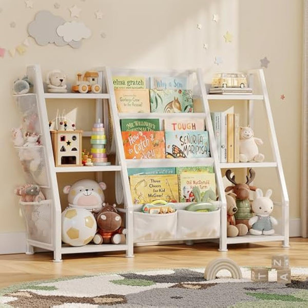 GoTiling Kids Bookshelf and Toy Storage: 3-Tier Book Shelf Childrens Bookcase - 6 Small Storage Units for Kids Room, Playroom, Nursery and Bedroom