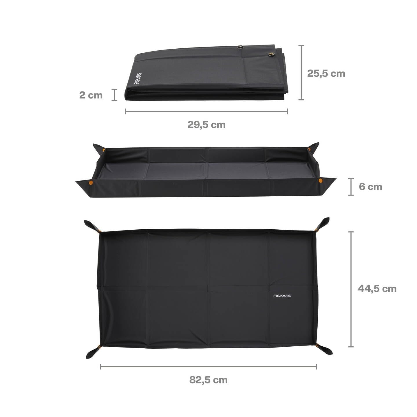 Fiskars Planting Mat, Foldable, High mat edge, Suitable for repotting, 82.5 x 44.5 cm, Black, 1071304