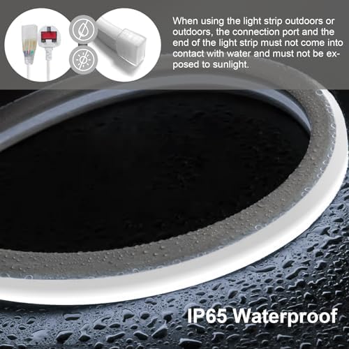 KSIBNW Neon LED Strip Light Waterproof IP65,165 ft/50m 220v LED Light Strip,Flexible Cuttable Rope Light Neon Strip Light for Kitchen Bedroom Garden Lights,Outdoor Indoor Decor, Warm White