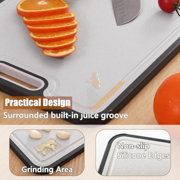 Gocoffun Titanium Cutting Board for Kitchen, Double Sided Cutting Boards for Meat Veggies, Large Non Slip 38.5×26.5cm Titanium Chopping Board for Fruit