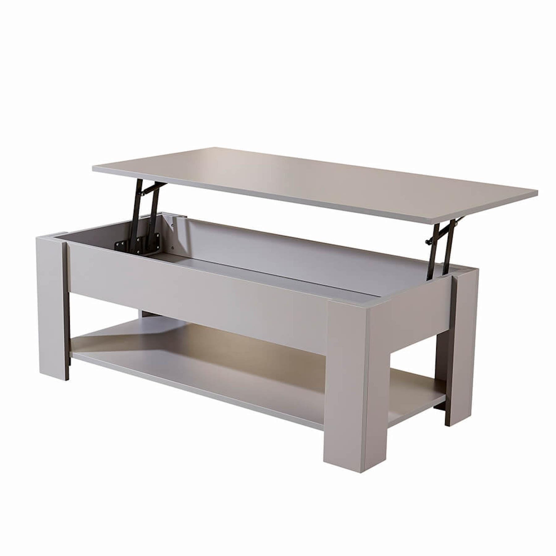 Home Source Coffee Table with Lift Up Top Storage Area and Magazine Shelf, Grey