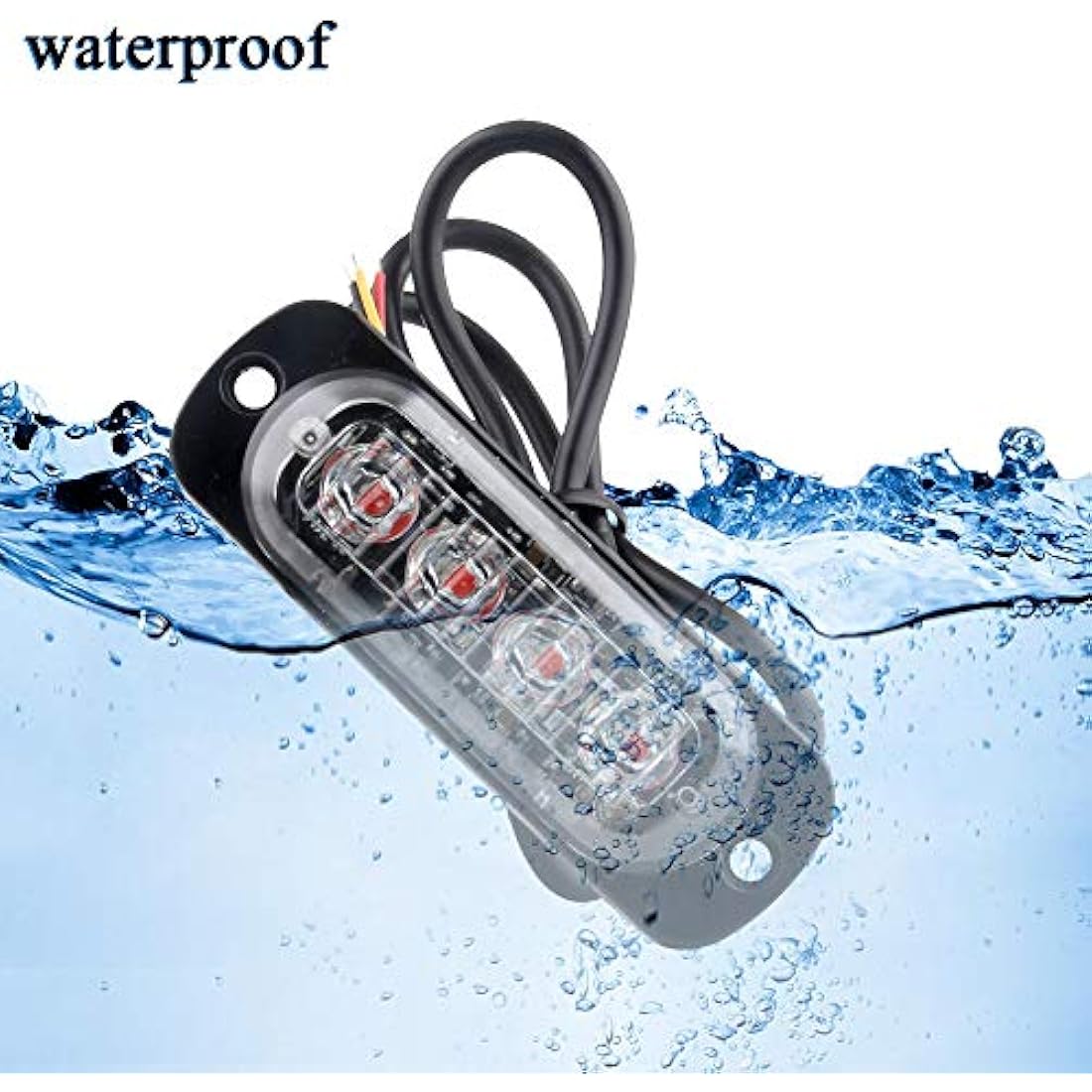 4pcs Ultra Thin 4LED Emergency Warning Lights Red Hazard Flashing Strobe Light Side Warning Light Beacon Light Universal for 12-24V Car Vehicle Truck Trailer Caravan Camper Motorcycle Van