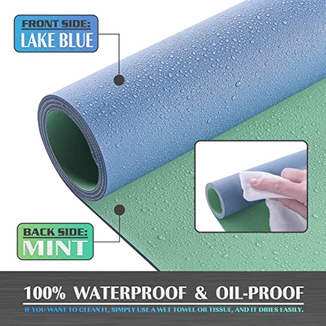 Knodel Leather Desk Pad, Large Mouse and Keyboard Mat for Laptop and Desktop, Protector Mat and Blotter (90x43cm, Lake Blue)