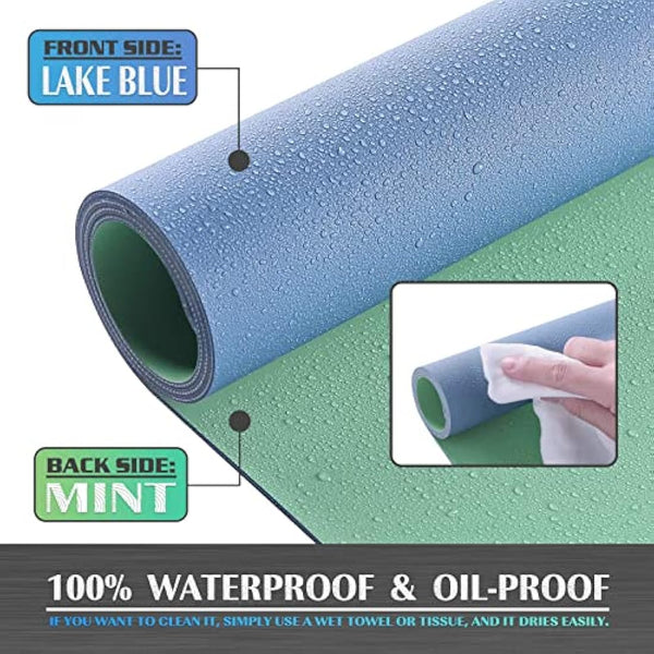 Knodel Leather Desk Pad, Large Mouse and Keyboard Mat for Laptop and Desktop, Protector Mat and Blotter (90x43cm, Lake Blue)