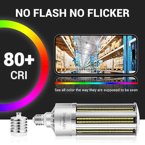 DragonLight Newest 120W Commercial Grade Corn LED Light Bulb Fanless (400 Watt MH/HPS Replacement) E27/E40 Large Mogul Base LED Lamp 5000K Daylight