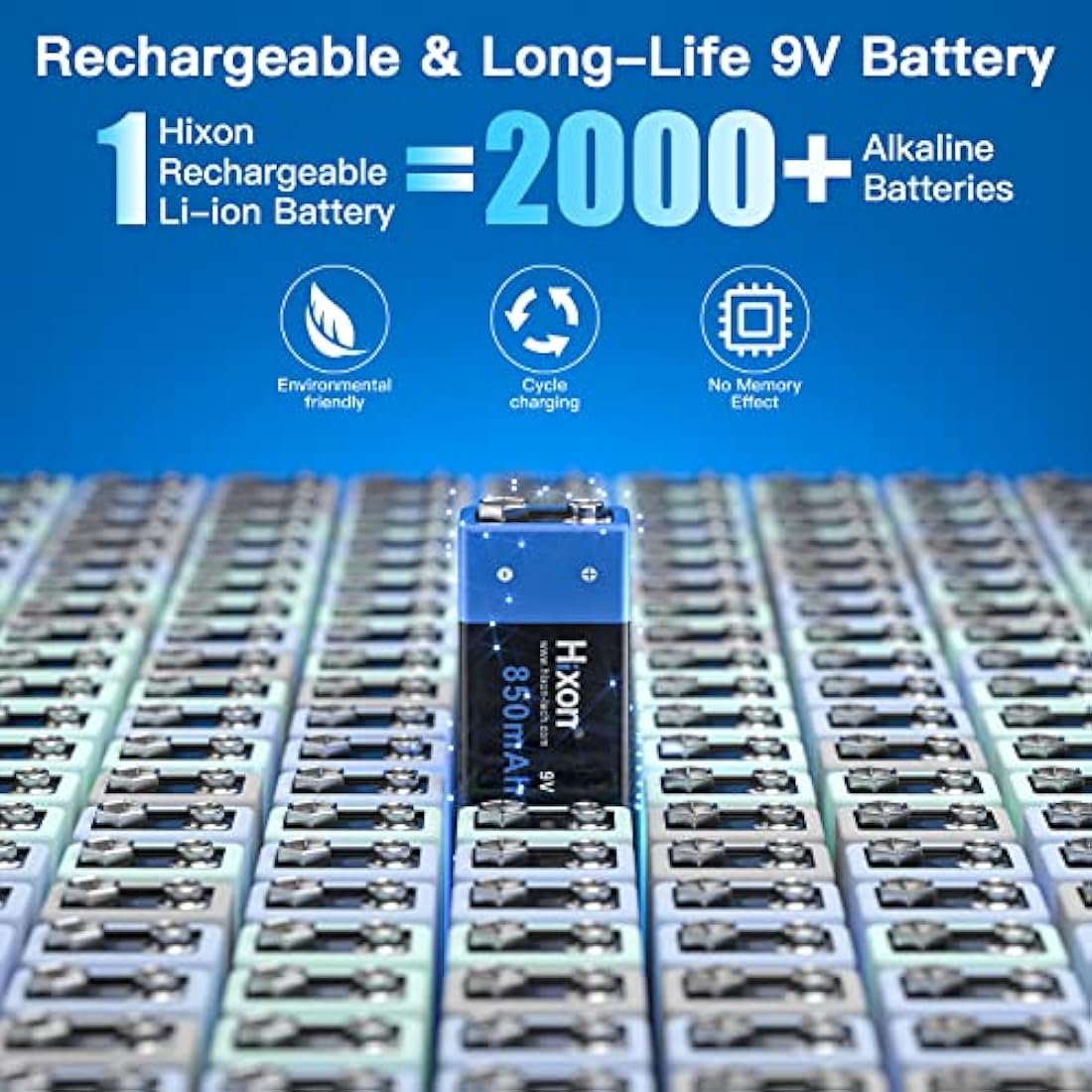 9V Rechargeable Battery 850mAh 9 Volt Battery 4 Pack 9V PP3 6F22 Lithium-ion Batteries with 9V Battery Charger for Smoke Detector Multimeter Toys