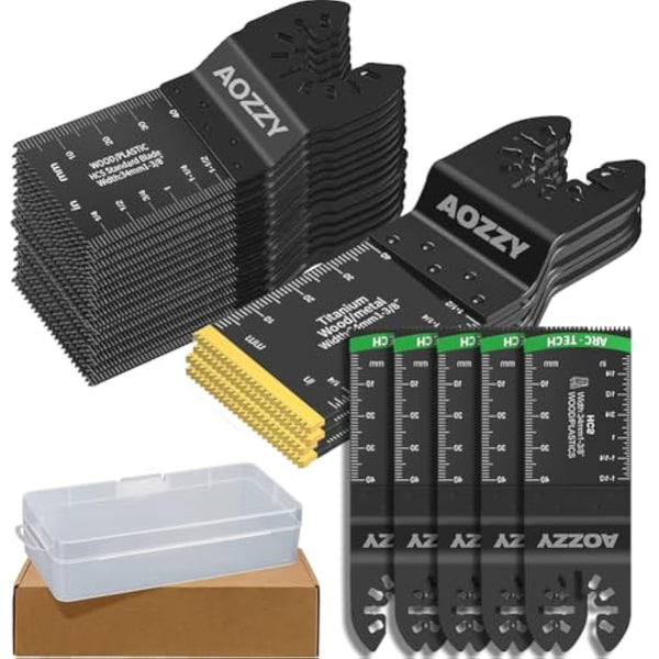 50PCS Universal Oscillating Tool Oscillating Saw Blades, Include 5PCS Titanium Oscillating Multitool Blades for Metal and Hard Material, Quick Release Multi Tool Blades Fits Most Models The Market