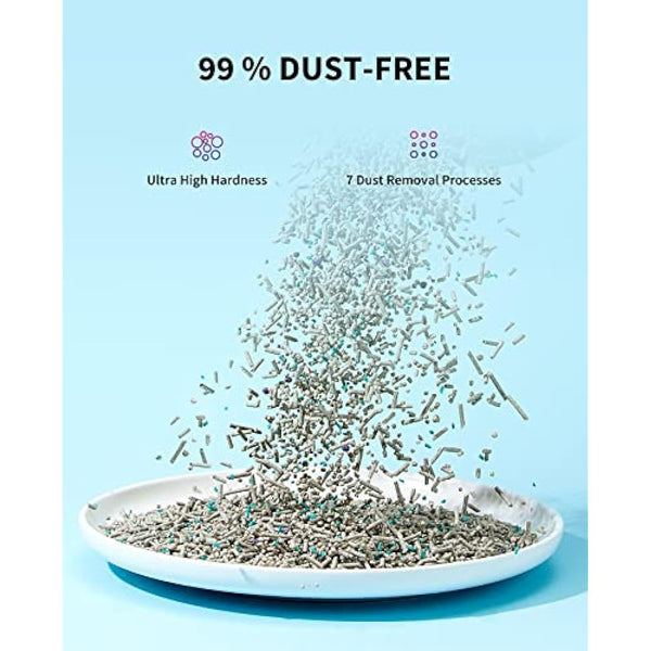 PETKIT Strong Clumping Cat Litters, 5 in 1 Mixed Cat Litter, 14 Litres Unscented Ultra Absorbent and Fast Drying Cat Litter, Flushable Odor Eliminating, Biodegradable, 2 Packs