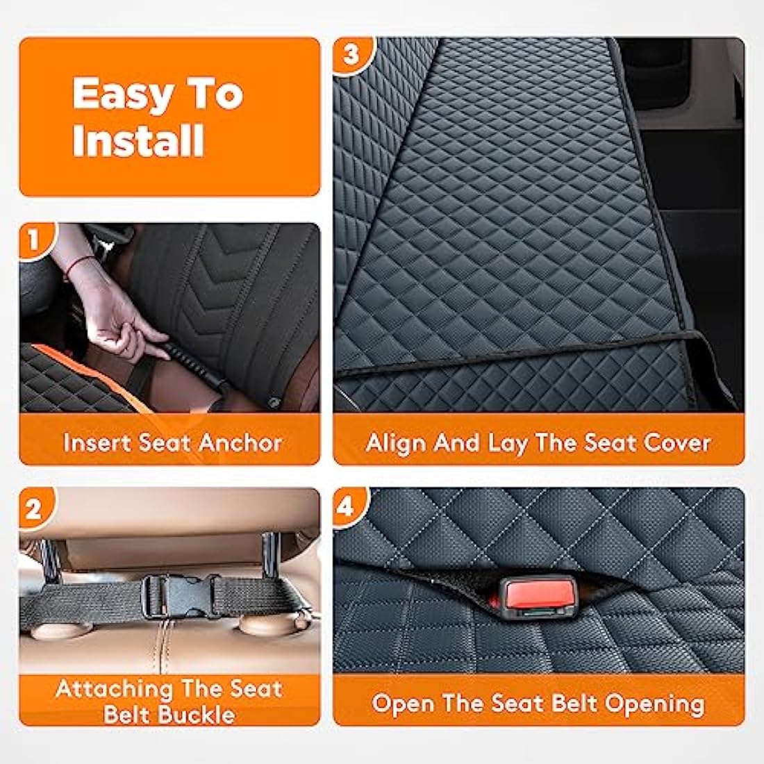 JOEJOY Dog Car Seat Cover - Waterproof Car Back Seat Cover for Dogs, Non-slip & Scratch Proof Back Seat Protector for Dogs, Easy to Clean Universal fits SUVs Cars
