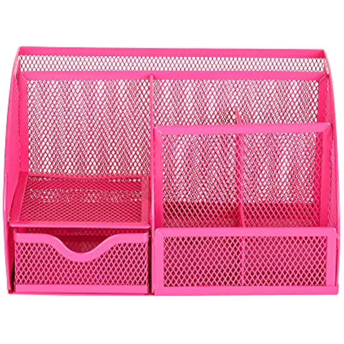 EXERZ Desk Organiser/Mesh Desk Tidy Caddy/Pencil Holder Multifunctional with 7 Compartments - Pink