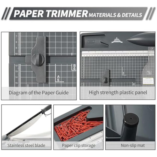 JIELISI Heavy Duty Guillotine Paper Trimmer Cutting Performance up to 30 Sheets,12 Inch Cut Length A4 Manual Paper Cutter Scrapbooking Tool with Safety Guard and Blade Lock