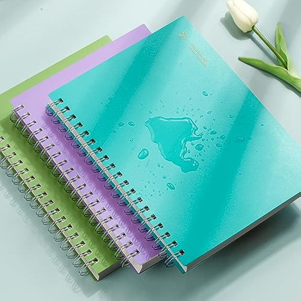 EMSHOI B5 Notebook Lined 300 Pages/150 Sheets, Spiral Notepad Multi-Coloured, 100gsm Thick Paper, Waterproof Hardcover, Writing Journal for Women Men Work Office School,19 x 25 cm, LightBlue