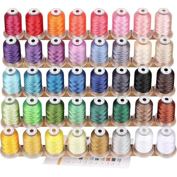 New brothread 40 Brother Colours Polyester Machine Embroidery Thread Kit 500M (550Y) Each Spool for Brother Babylock Janome Singer Pfaff Husqvarna Bernina Embroidery and Sewing Machines