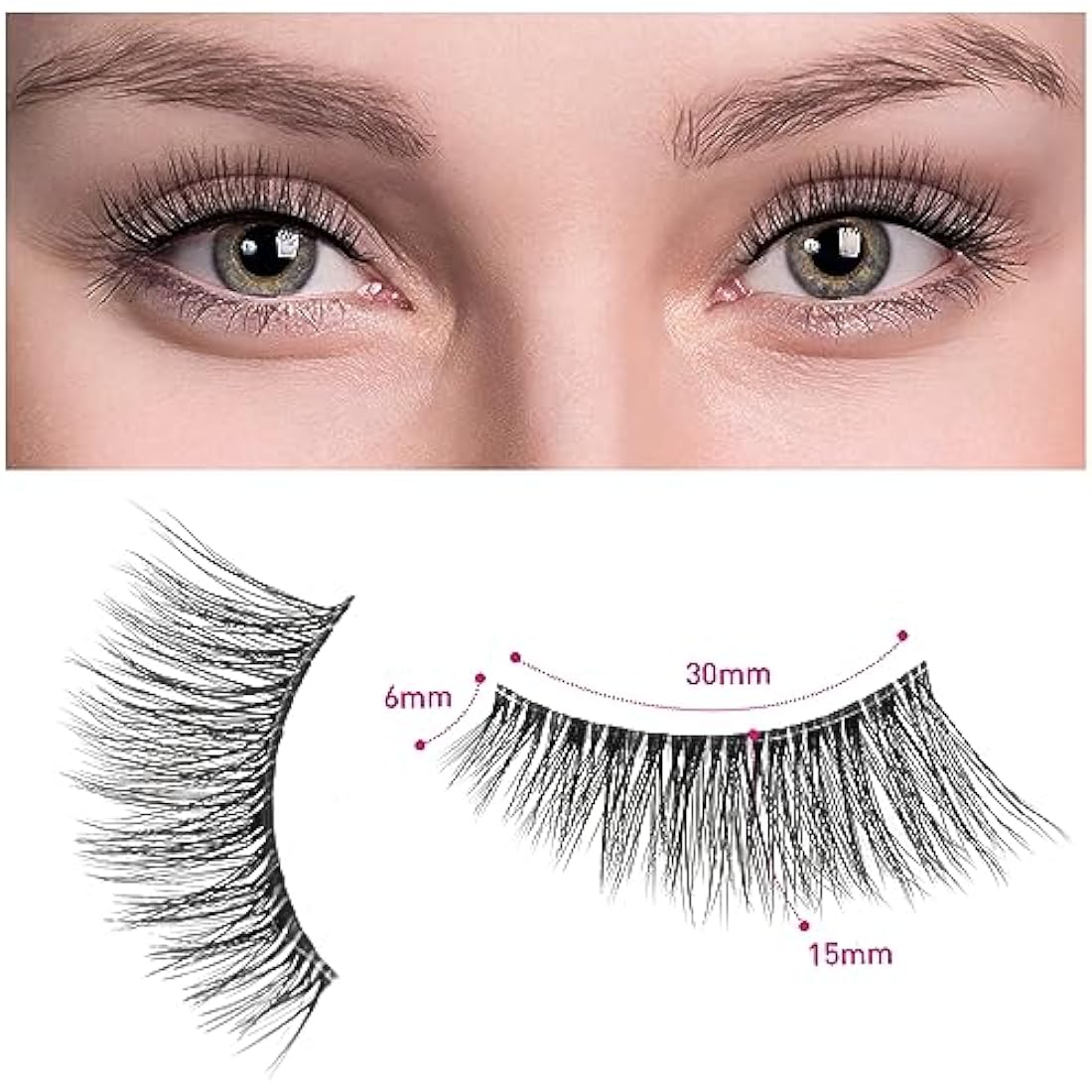 DYAFIN Natural Eyelashes 100% Handmade Lashes Reusable Soft False Eyelashes Lightweight Eye Lashes with Clear Band 3D Fake Eyelashes Long Wispy Eyelashes C Curl Lashes 8 Pairs