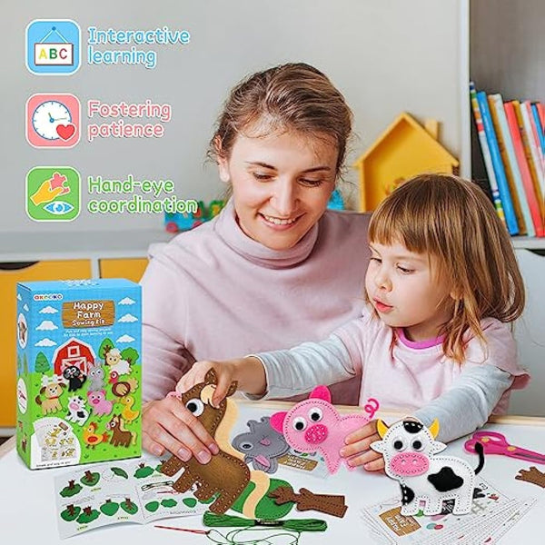 OKOOKO Animal Sewing Craft Kit, DIY Crafting and Sewing Set for Kids, Plush Craft, Art Craft Kits, Fun and Educational Craft Set, Sew Your Own Felt Animals Craft Kit