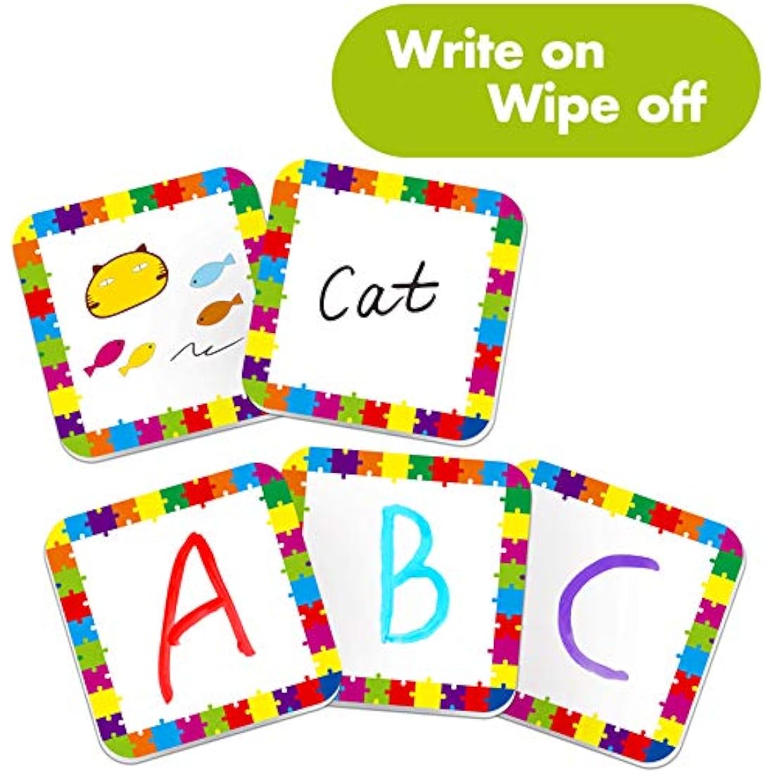 Hebayy 36 Pair Animals Matching Game Cartoon Flash Cards Erasable(72 PCs, Each Measures 2” X 2”)