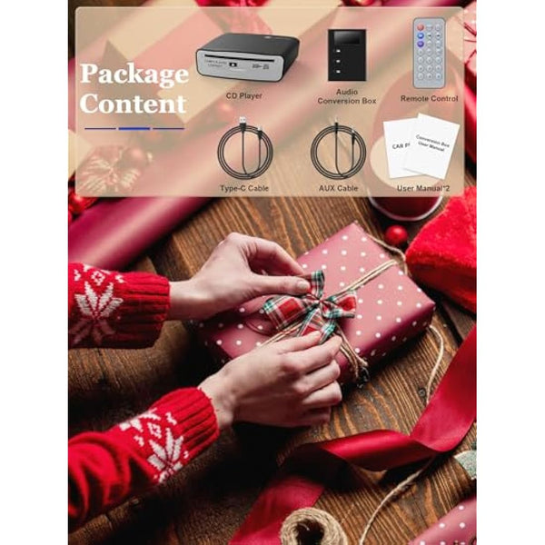 External Universal CD Player for Car - LEHWEY Portable CD Player with Extra USB Extension Cable, Plugs into Car USB Port, Laptop, TV, Mac, Computer, for Android 4.4 and Above Navigation