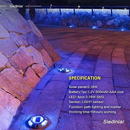 Siedinlar Solar Deck Lights Outdoor Solar Decking Lights Solar Powered Waterproof Solar Ground Lights Solar Lights Outdoor Garden for Pathway Driveway Step Dock 12 Pack (Blue)