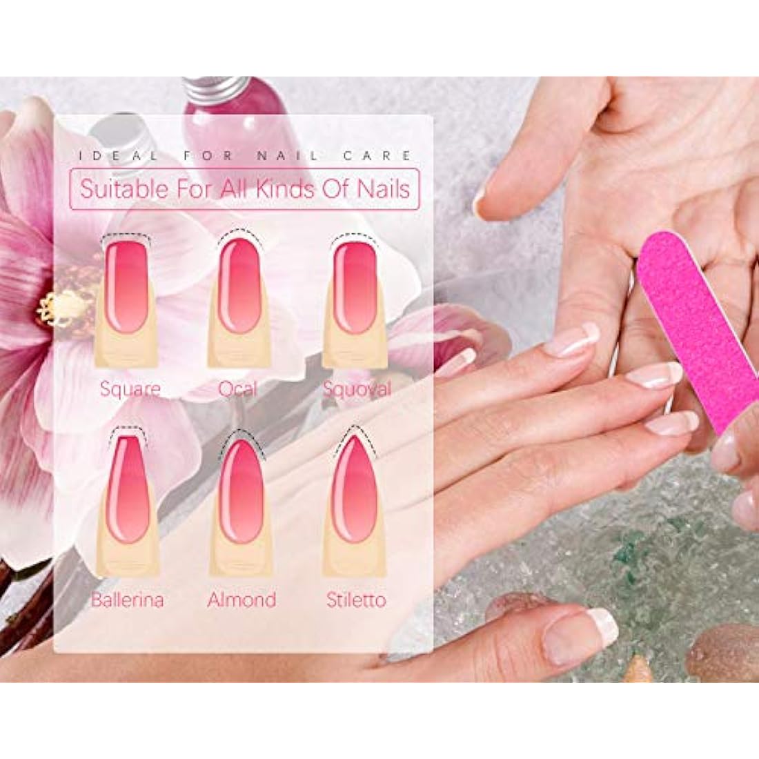 100 Pcs Disposable Nail Files 180/240, Double Sided Emery Board, Nail File Buffer Set for Natural Fake Nails for Home and Salon Use with Free Nail Polishing Buffer