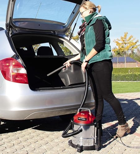 Einhell TC-VC 1812 S Wet And Dry Vacuum Cleaner With Blow Function - 1250W, 12L Stainless Steel Tank, 2.5m Hose, Accessories - Wet-Dry Vacuum For Car,