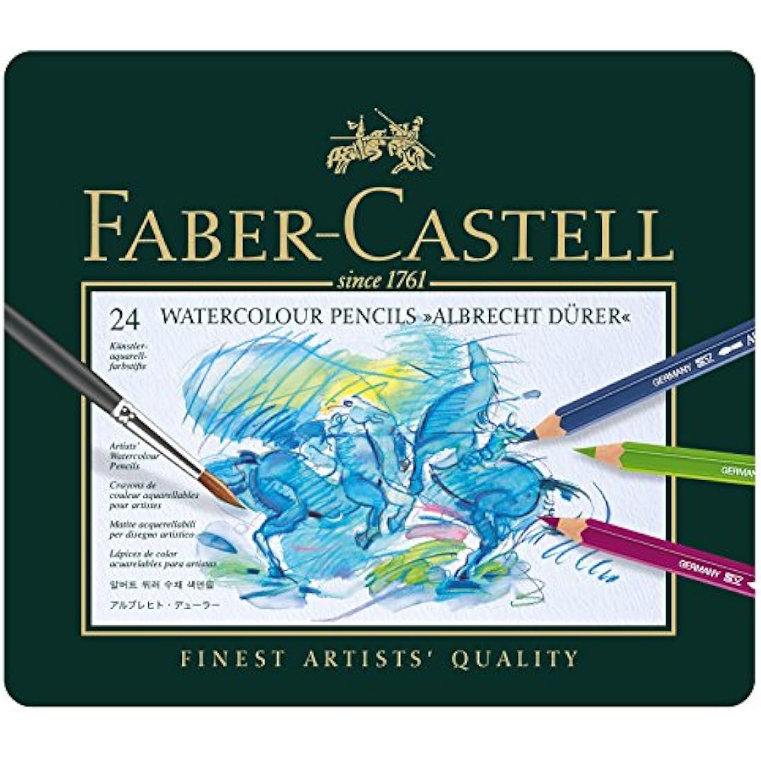 Faber-Castell 117590 Watercolour Pencils Albrecht Durer 24 Metal Case Art and Graphic Water Tank Brush