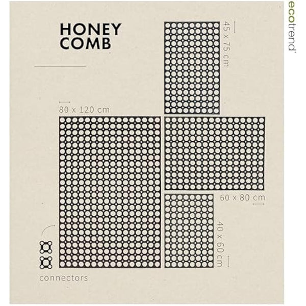 Honeycomb Outdoor Rubber Doormat Boot Scraper Front Door Mat, Heavy Duty Recycled Rubber with Drainage Holes, Anti Fatigue Dirt Scraper Playground Garden Matting (120x80cm, 1.3cm Thick, Extra Large)