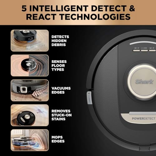 Shark PowerDetect 2-in-1 Robot Vacuum & Mop, NeverTouch Pro 60-Day Self Empty, Self-Refill and Self-Clean Robot Vacuum with 3D & LiDAR Navigation, NeverStuck Obstacle Bypass, WiFi/App White