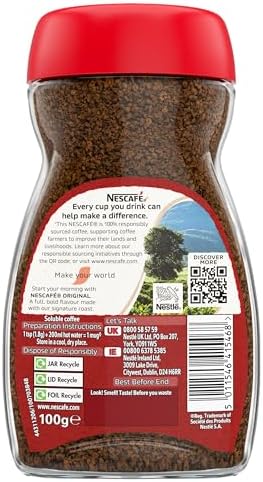 NESCAFÉ Original Instant Coffee 100g, Rich Aroma, Full and Bold Flavour (Pack of 12)