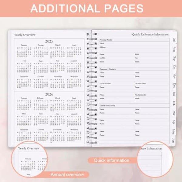 Diary 2025-2026, A5 Weekly/Monthly Planner with Monthly Tabs, 2025-2026 Planner from Jul 2025 to Jun 2026, Twin-Wire Binding,Easy to Organize Your Daily Life,14.8×21cm, Planners 2025-2026 Week to View