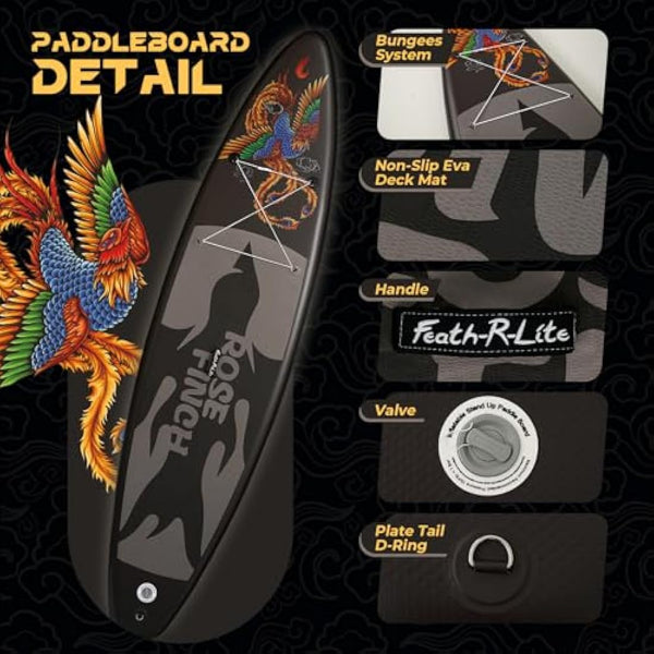 FEATH-R-LITE 10' &11' Inflatable Ultra-Light Stand Up Paddle Board for All Skill Levels Included with SUP, Adj Paddle, Pump, Backpack, Leash