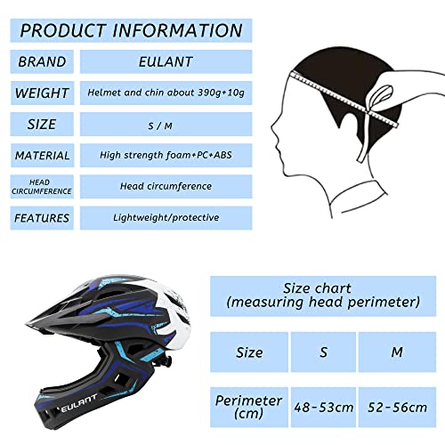ONTYZZ Children's Bicycle Helmet Lightweight Full Face Helmet with Detachable Chin Guard and Visor for Kids Balance Bike Scooter Roller Skates