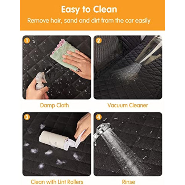 nzonpet 4-in-1 Dog Car Seat Cover, 100% Waterproof Scratchproof Hammock with Big Mesh Window, Durable Nonslip Pets Back Cover Protector for Cars Trucks SUVs - Black